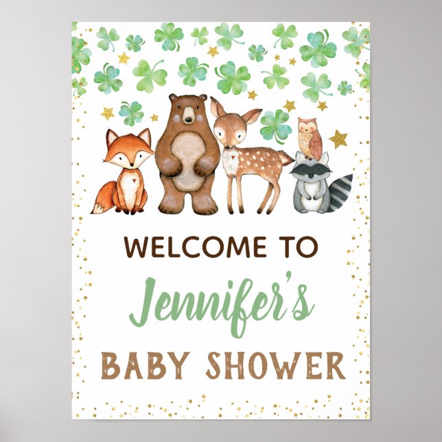 St Patrick's Day Shamrock Baby Shower Welcome Sign (Front)