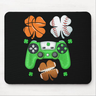 St Patricks Day Shamrock Basketball Baseball Gamin Mouse Pad