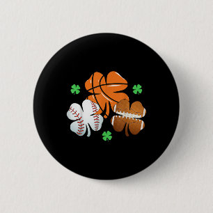 St Patricks Day Shamrock Basketball Baseball Irish 6 Cm Round Badge