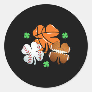 St Patricks Day Shamrock Basketball Baseball Irish Classic Round Sticker