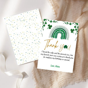 St patrick's day shamrock birthday thank you card