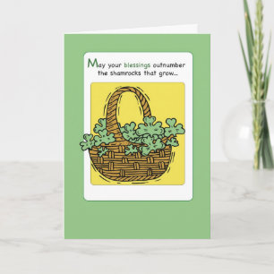 St. Patrick's Day Shamrock Blessings Basket Card