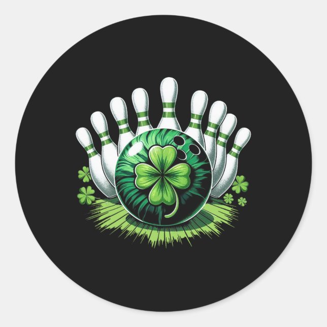 St Patricks Day Shamrock Bowling Irish For Boys Ki Classic Round Sticker (Front)