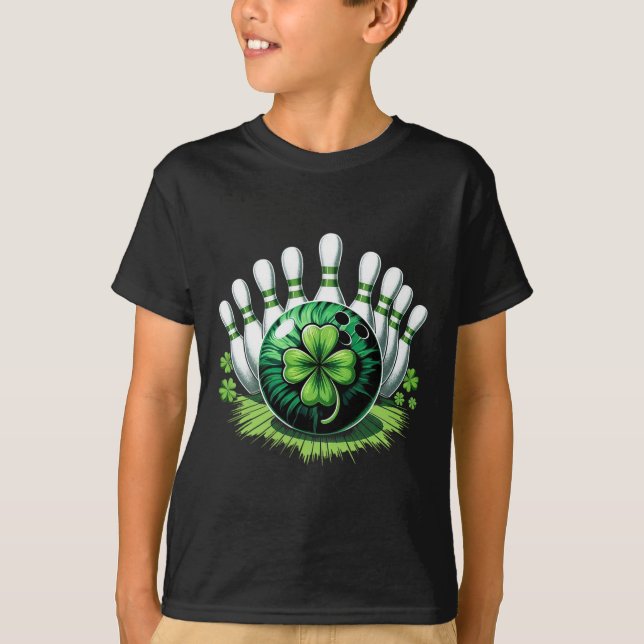 St Patricks Day Shamrock Bowling Irish For Boys Ki T-Shirt (Front)