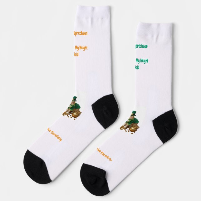 St Patrick's Day Shamrock Cat Humor Socks (Left)