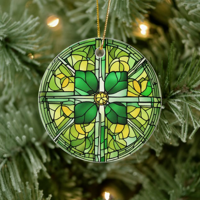 St Patricks Day Shamrock  Ceramic Ornament (Tree)