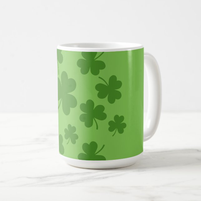 St Patrick's Day Shamrock Clover Pattern Coffee Mug (Front Right)
