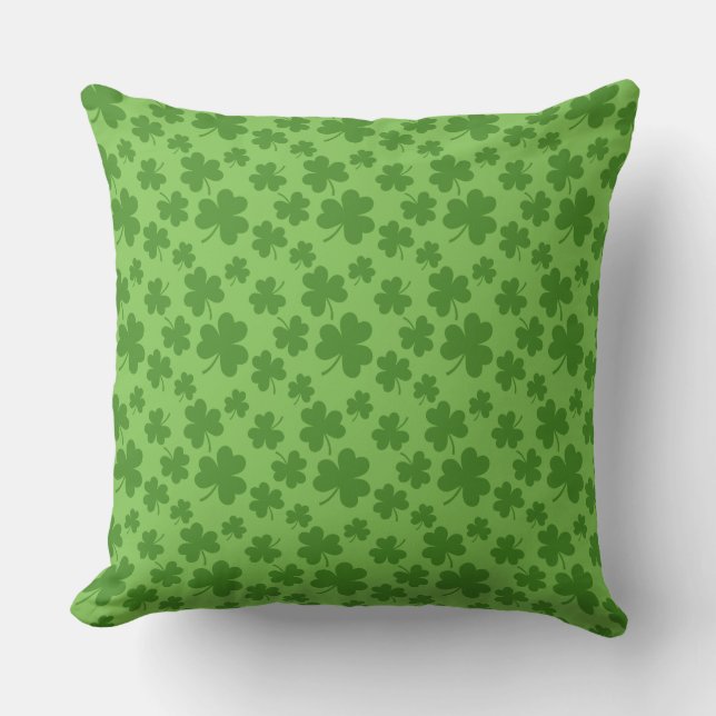 St Patrick's Day Shamrock Clover Pattern Cushion (Front)