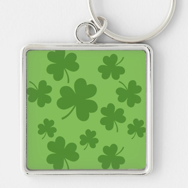 St Patrick's Day Shamrock Clover Pattern Key Ring (Front)