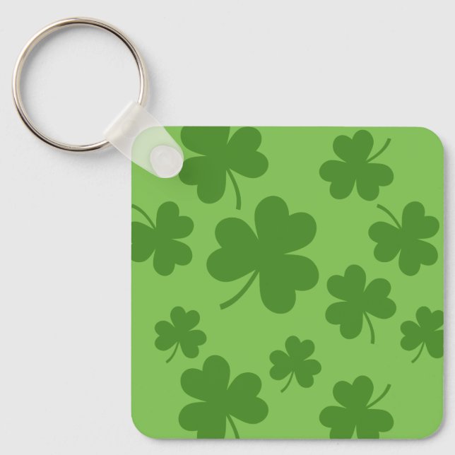 St Patrick's Day Shamrock Clover Pattern Key Ring (Front)