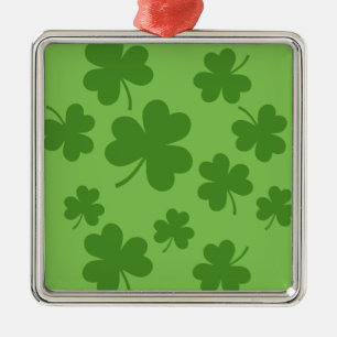 St Patrick's Day Shamrock Clover Pattern Metal Ornament