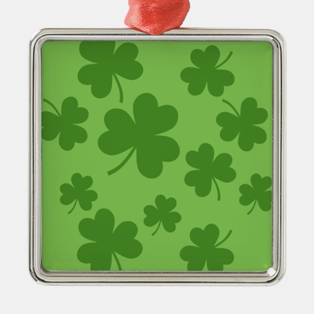 St Patrick's Day Shamrock Clover Pattern Metal Ornament (Front)