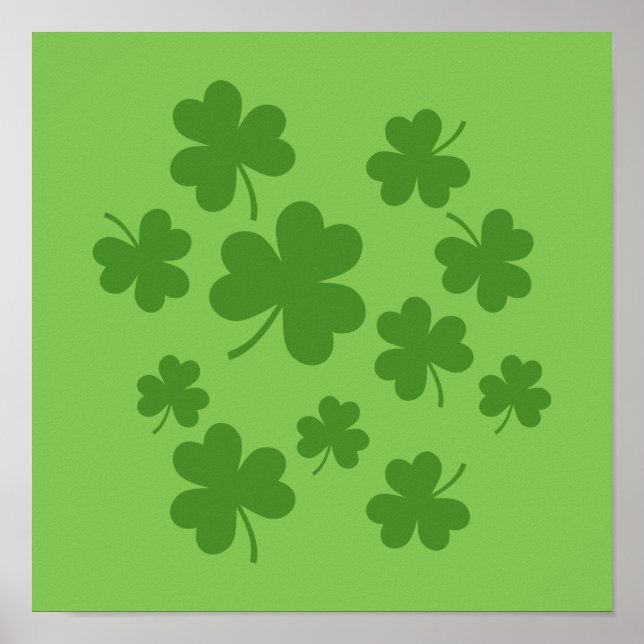St Patrick's Day Shamrock Clover Pattern Poster (Front)