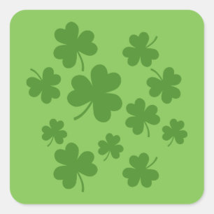 St Patrick's Day Shamrock Clover Pattern Square Sticker