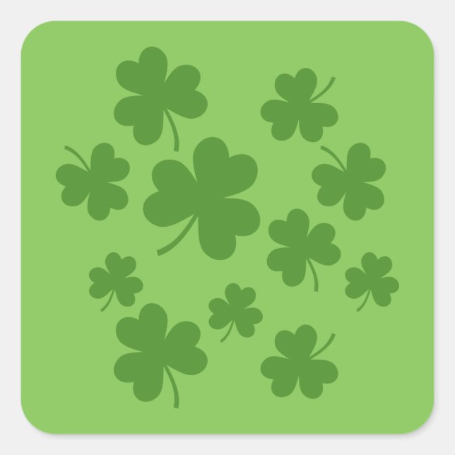 St Patrick's Day Shamrock Clover Pattern Square Sticker (Front)
