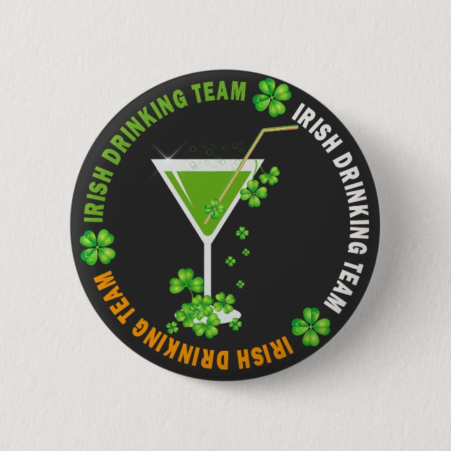 St. Patricks Day Shamrock Cocktail Button (Front)