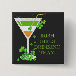 St. Patricks Day Shamrock Cocktail Button