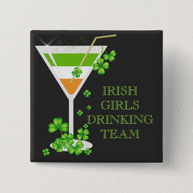 St. Patricks Day Shamrock Cocktail Button (Front)