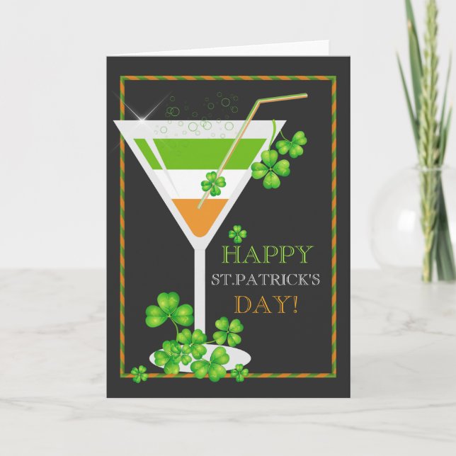 St.Patricks Day Shamrock Cocktail  Greeting Card (Front)
