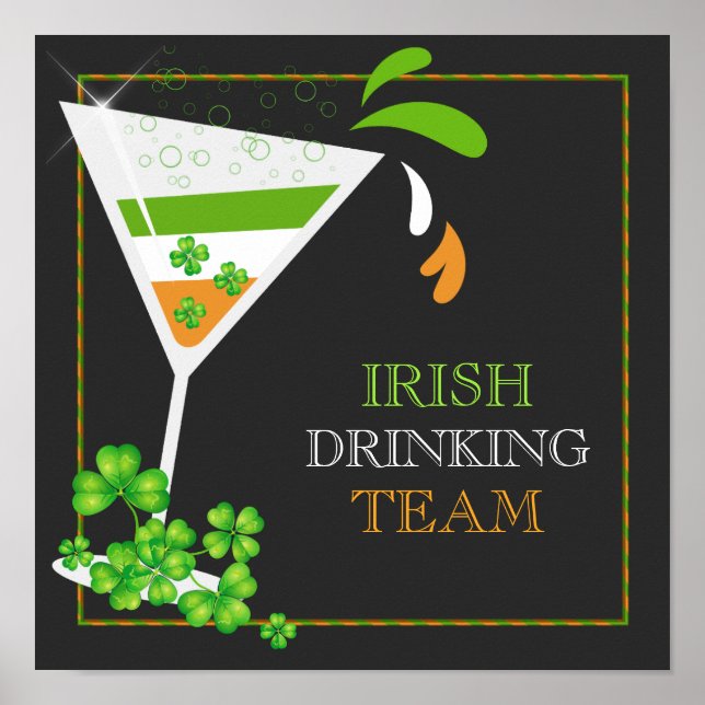 St.Patricks Day Shamrock Cocktail Poster (Front)