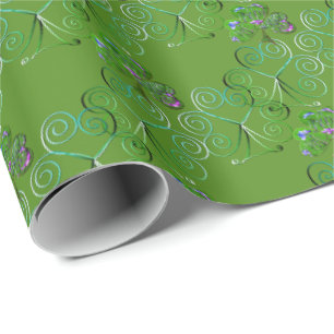 St. Patrick's Day Shamrock Curly Green Wrapping Paper