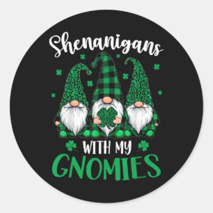 St Patricks Day Shamrock Cute Gnomes Irish Women K Classic Round Sticker