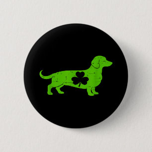 St Patricks Day Shamrock Dachshund Weiner Dog 6 Cm Round Badge