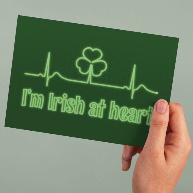 St Patrick's Day Shamrock EKG - I'm Irish At Heart Postcard (Creator Uploaded)