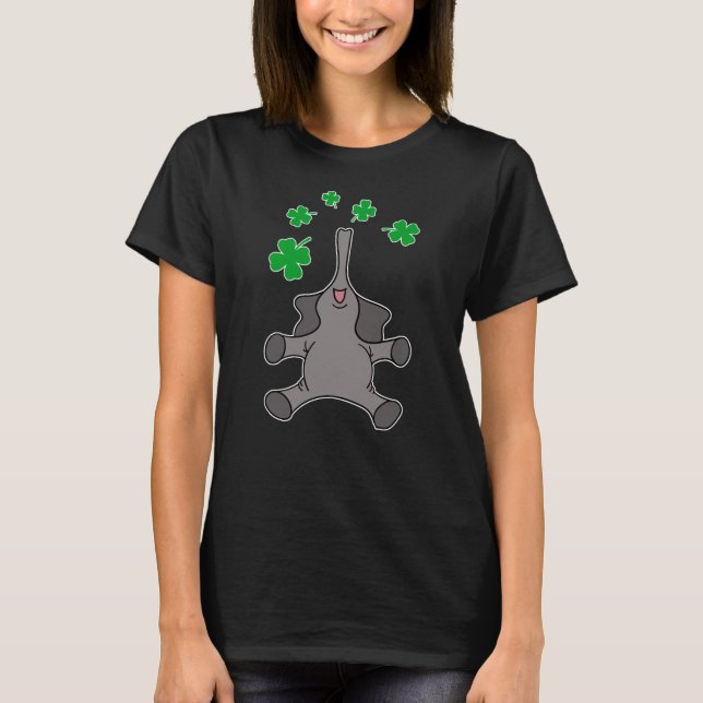 St. Patrick's Day Shamrock Elephant T-Shirt (Front)