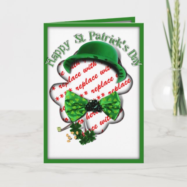 St Patrick's Day Shamrock Frame w/Adjustable Tie Card (Front)