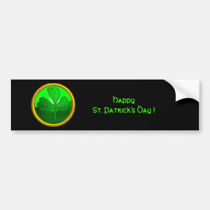 ST. PATRICK'S DAY SHAMROCK Green Gold Black Bumper Sticker