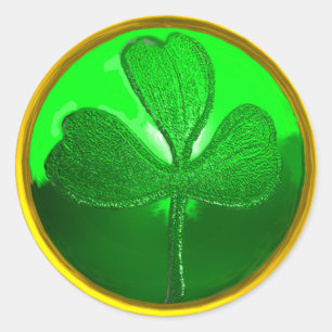 ST. PATRICK'S DAY SHAMROCK Green Gold Classic Round Sticker
