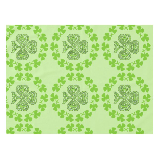 St. Patrick's Day Shamrock Green Tablecloth (Front (Horizontal))
