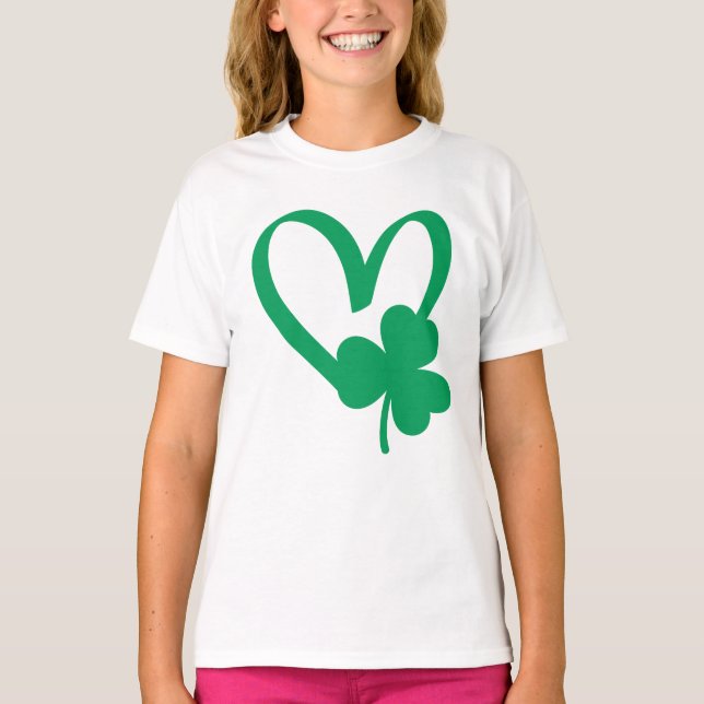 St Patrick's Day Shamrock Heart T-Shirt (Front)