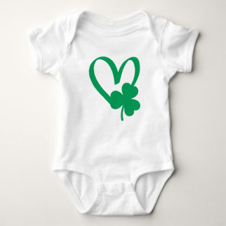St Patrick's Day Shamrock Heart T-Shirt Baby Bodysuit