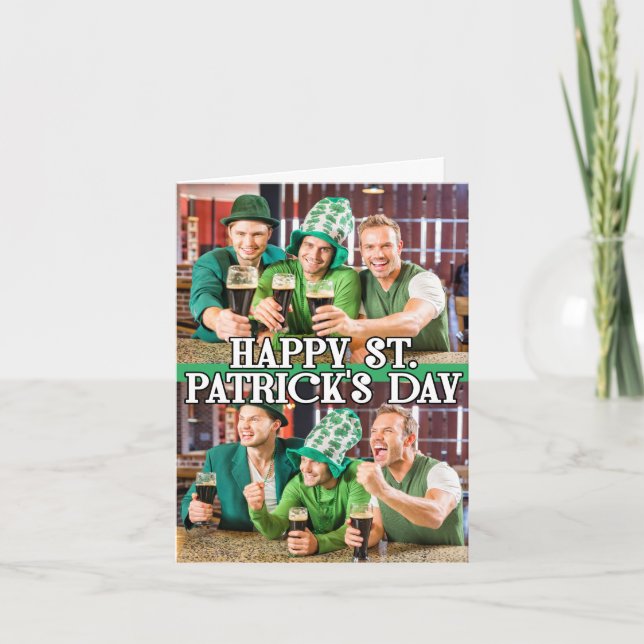 St Patrick's Day Shamrock Irish Celtic 2-photos Holiday Card (Front)