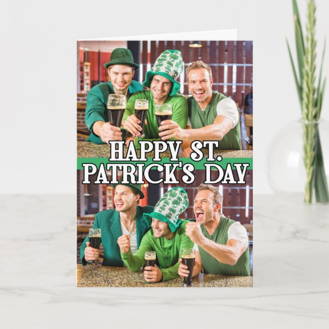 St Patrick's Day Shamrock Irish Celtic 2-photos Holiday Card (Front)