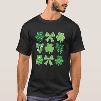 St Patricks Day Shamrock Irish Coquette Bow Women  T-Shirt