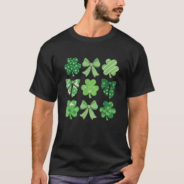 St Patricks Day Shamrock Irish Coquette Bow Women  T-Shirt (Front)