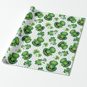 St. Patrick's Day Shamrock Leprechaun's Hat Green  Wrapping Paper