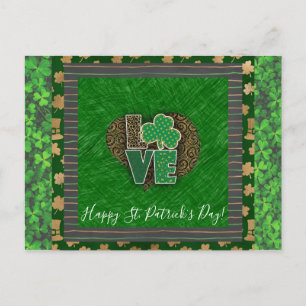 St Patricks Day Shamrock Love Postcard