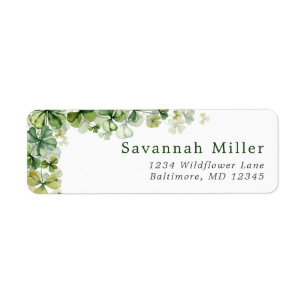 St. Patrick's Day Shamrock Lucky 4 Leaf Clover  Return Address Label