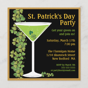 St. Patricks Day Shamrock Martini Invitation