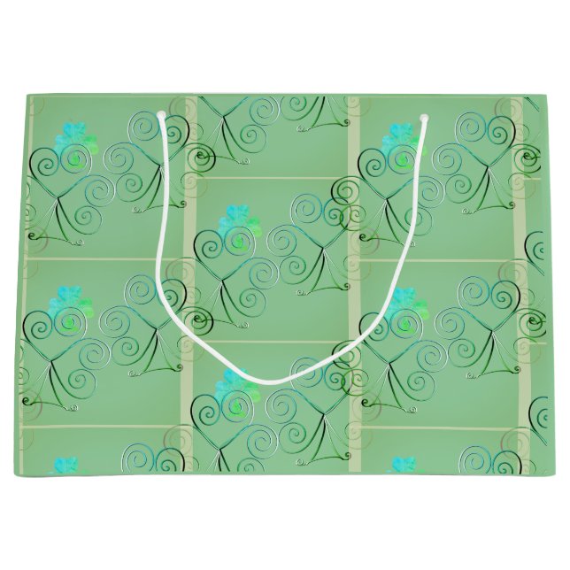 St Patrick's Day Shamrock Misty Green Large Gift Bag (Front)