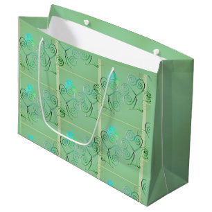 St Patrick's Day Shamrock Misty Green Large Gift L Large Gift Bag