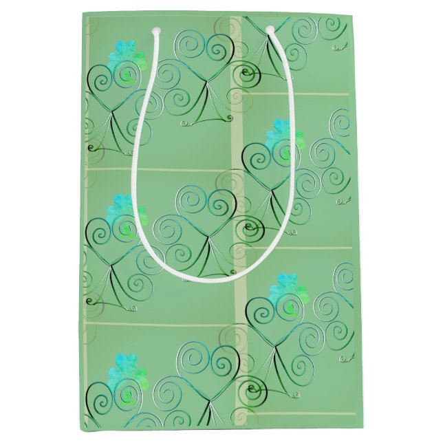 St Patrick's Day Shamrock Misty Green Medium Gift Bag (Front)