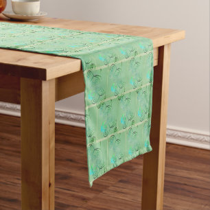 St. Patrick's Day Shamrock Misty Green Short Table Runner