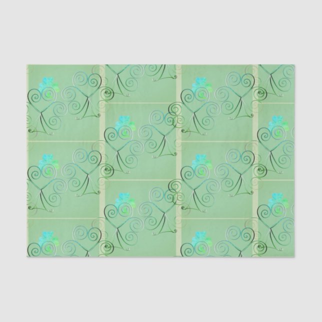  St Patrick's Day Shamrock Misty Green Tissue Paper (Front)