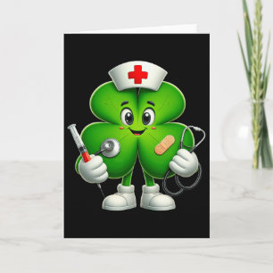 St Patricks Day Shamrock Nurse Saint Paddys Scrub Card