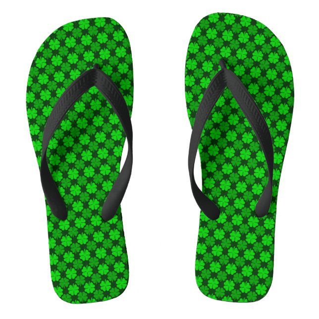 St. Patrick's Day Shamrock Pattern Thongs (Footbed)